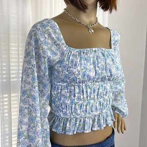 Hollister Floral Smocked Crop Top XXS